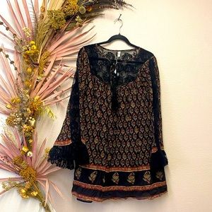 Free People tunic dress with Lace and Tassel detail